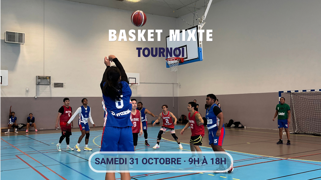 Affiche du tournoi de basket mixte FSGT à Paris le 31 octobre 2026